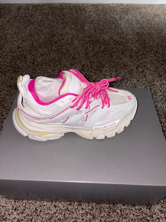 Balenciaga Runner Sneaker in White, Fluo Pink, Grey, & Black  Balenciaga Track Sneakers White Fluo Pink Size 37 (US 7)